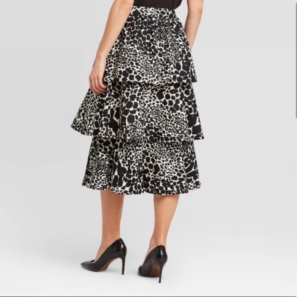 Who What Wear Leopard Print Ruffled Midi Skirt - Picture 3 of 9